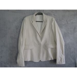 Amanda + Chelsea Beige Pinstripe Blazer Women’s XL Lined Two Button Career Jacke